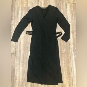 Nina Leonard Black Long Sleeve Sheath Dress